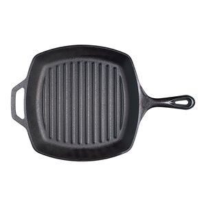 Lodge Square Shape Heavy Cast Iron Non Stick Two Side Lips Grill Pan Black 10.5inch L8SGP3